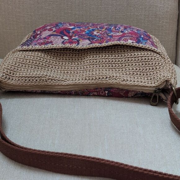 Sakroots Ryder Crochet Canvas Crescent Crossbody Shoulder Bag Boho Scandi Girl - Picture 7 of 13